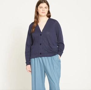 Warm Weather Pima Cardigan in Maritime Blue Size Small (US 14-16)
